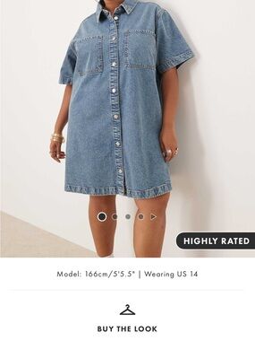ASOS Curve Denim Shirt Mini Dress - Light Blue size 22